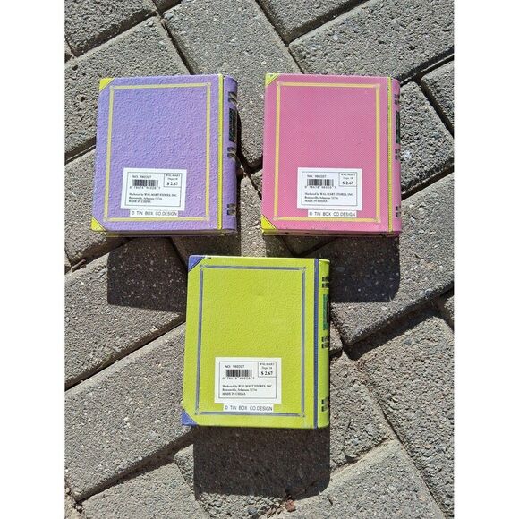 3 Collectors Tins Easter Pink Purple Green Books Vintage - Picture 2 of 5